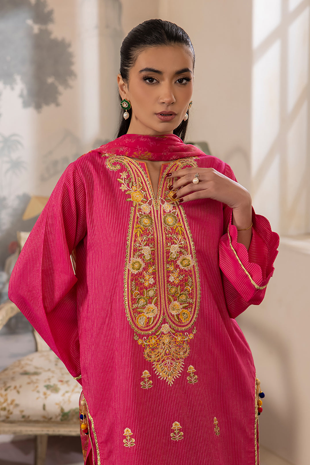 Zellbury | Unstitched 3 Piece Lawn | Embroidered Shirt Shalwar Dupatta - 1116 - Designer Dress with Intricate embroidery and embellishments. Shop elegent wedding dress at Maria Faisal.