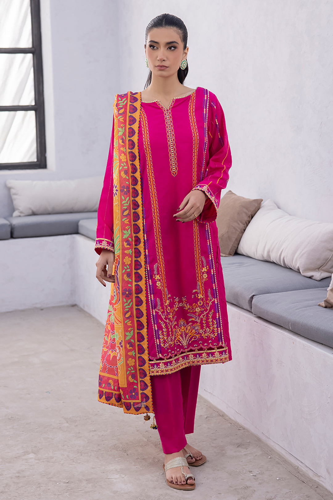 Zellbury | Unstitched 3 Piece Lawn | Embroidered Shirt Shalwar Dupatta - 1125 - Designer Dress with Intricate embroidery and embellishments. Shop elegent wedding dress at Maria Faisal.