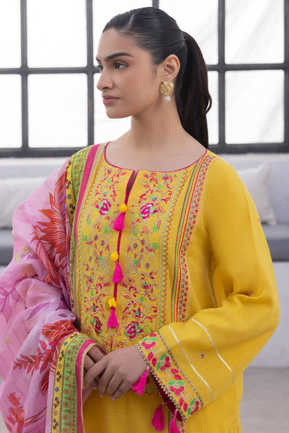 Zellbury | Unstitched 3 Piece Yellow | Embroidered Shirt Shalwar Dupatta - 1126 by Maria Faisal - Registered Vendor of : Zellbury Women - type : Signature Unstitched - 100% original wedding dresses
