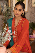 Zellbury | Unstitched 3 Piece Red | Embroidered Shirt Shalwar Dupatta - 1136 - Designer Dress with Intricate embroidery and embellishments. Shop elegent wedding dress at Maria Faisal.