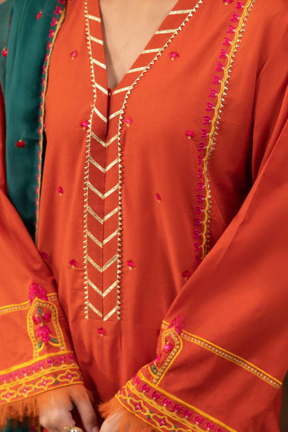 Zellbury | Unstitched 3 Piece Red | Embroidered Shirt Shalwar Dupatta - 1136 by Maria Faisal - Registered Vendor of : Zellbury Women - type : Signature Unstitched - 100% original wedding dresses