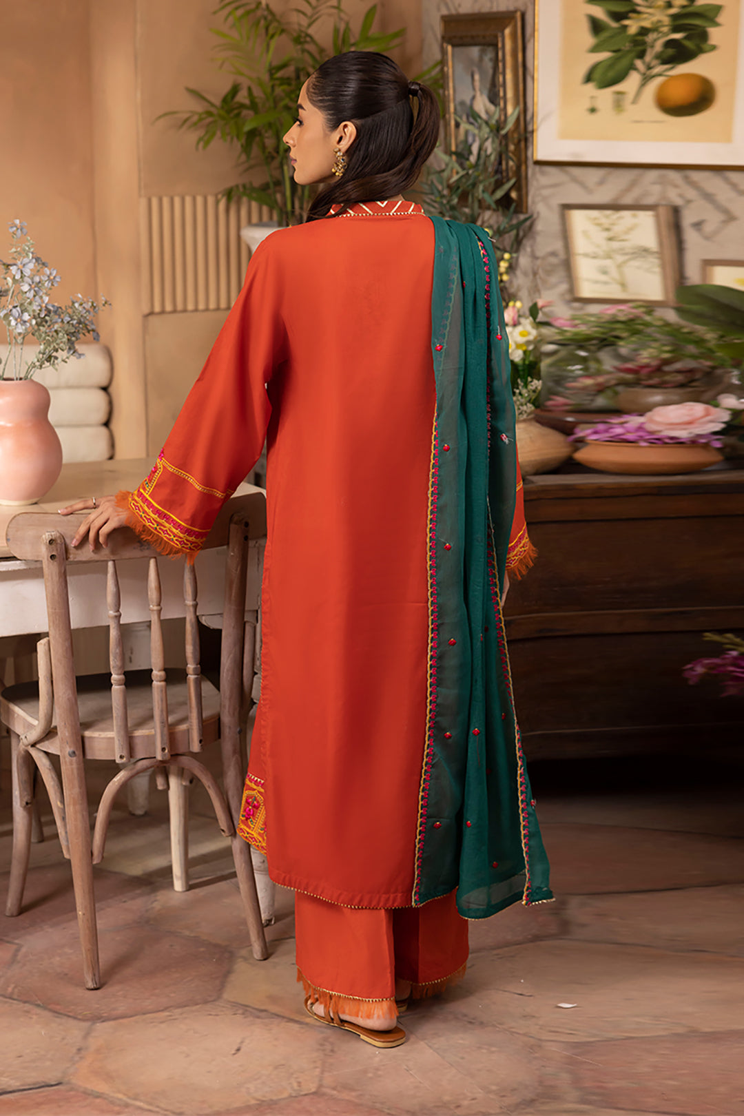 Zellbury | Unstitched 3 Piece Red | Embroidered Shirt Shalwar Dupatta - 1136 - Designer Dress with Intricate embroidery and embellishments. Shop elegent wedding dress at Maria Faisal.