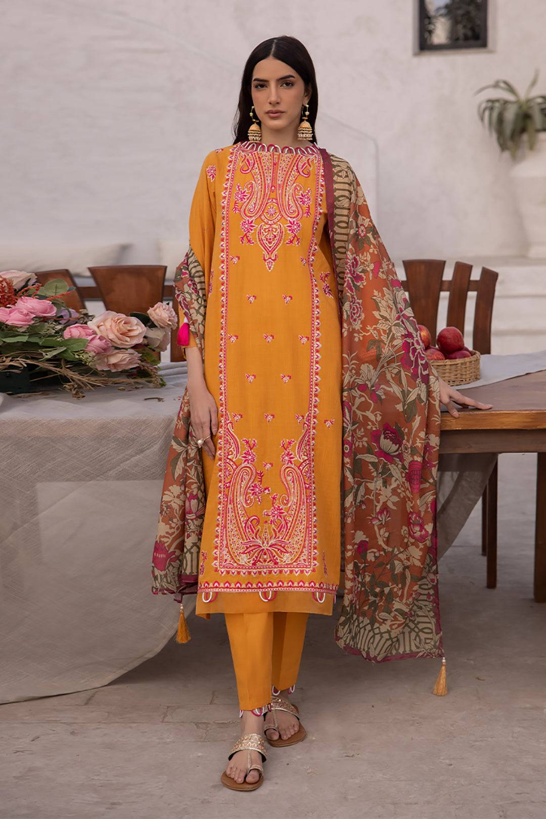 Zellbury | Unstitched 3 Piece Cambric | Embroidered Shirt Shalwar Dupatta - 1142 by Maria Faisal - Registered Vendor of : Zellbury Women - type : Signature Unstitched - 100% original wedding dresses