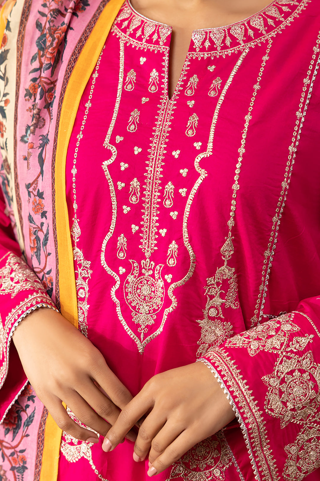 Zellbury | Unstitched 3 Piece Magenta | Embroidered Shirt Shalwar Dupatta - 1145 by Maria Faisal - Registered Vendor of : Zellbury Women - type : Signature Unstitched - 100% original wedding dresses