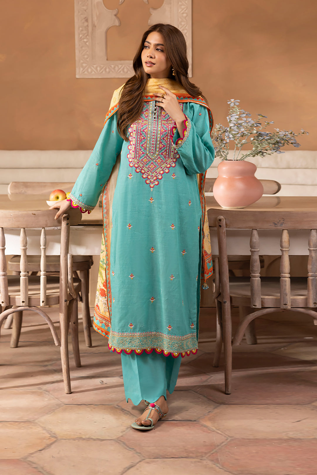 Zellbury | Unstitched 3 Piece Lawn | Embroidered Shirt Shalwar Dupatta - 1146 - Designer Dress with Intricate embroidery and embellishments. Shop elegent wedding dress at Maria Faisal.