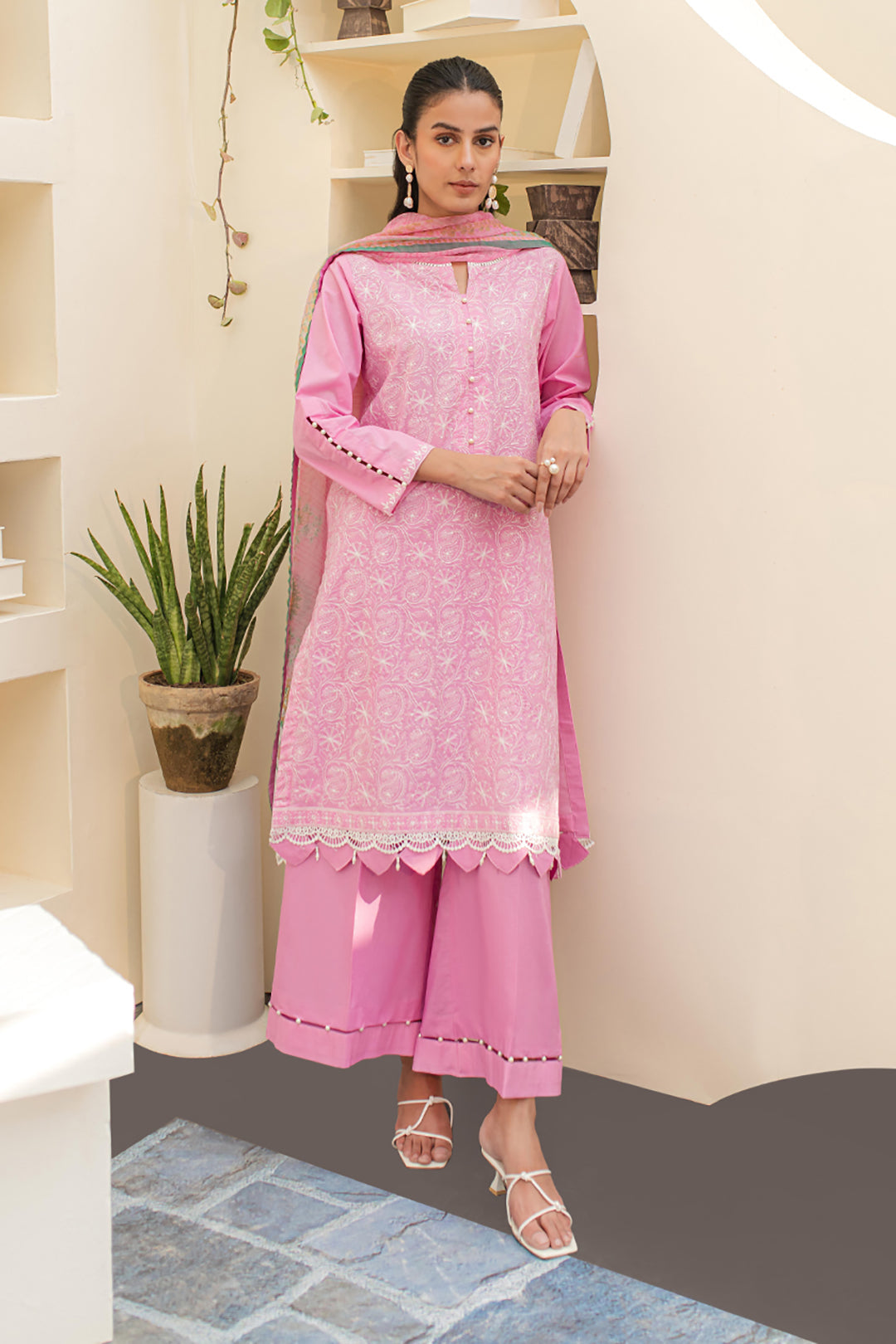 Zellbury | Unstitched 3 Piece Lawn | Embroidered Shirt Shalwar Dupatta - 1260 - Designer Dress with Intricate embroidery and embellishments. Shop elegent wedding dress at Maria Faisal.