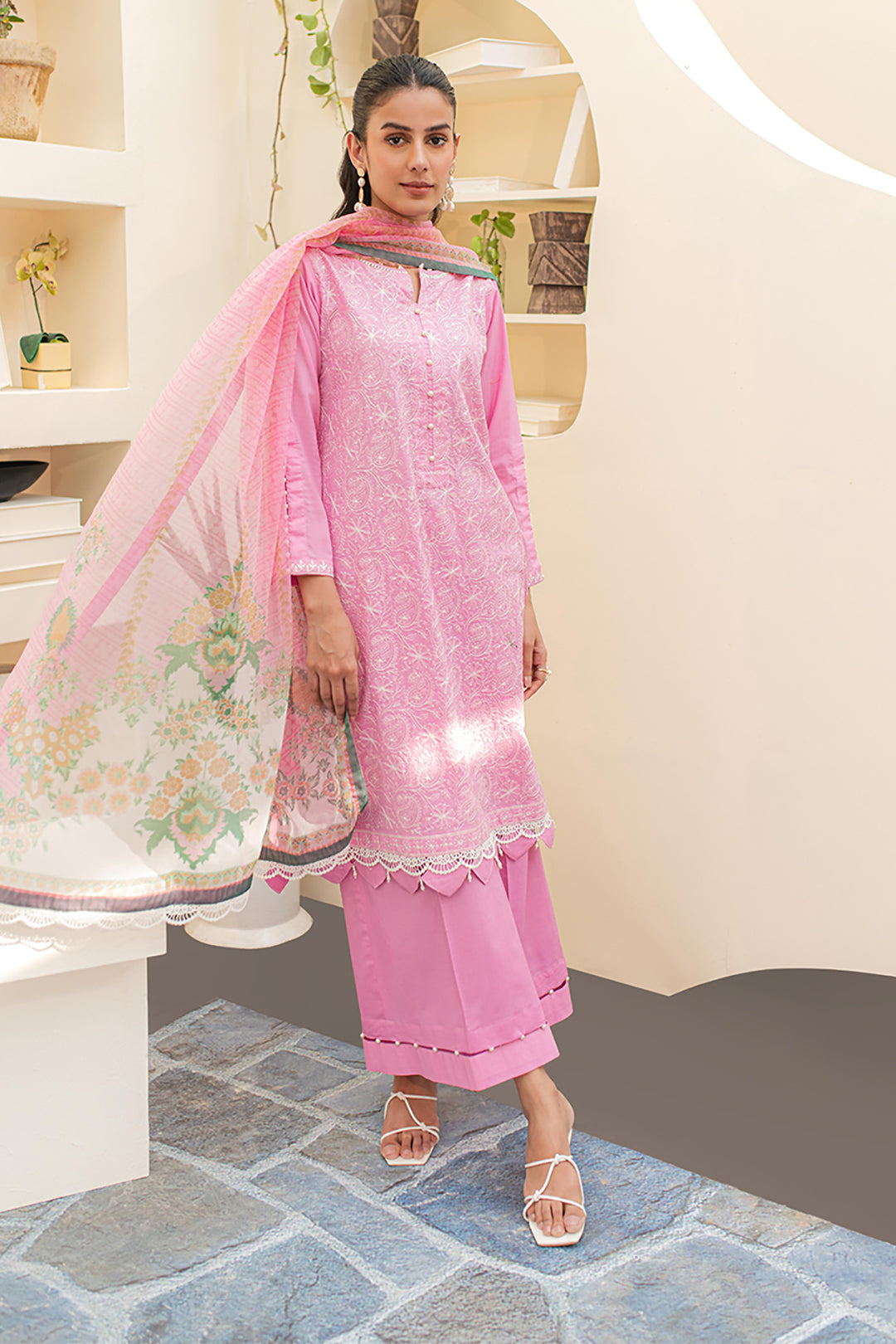 Zellbury | Unstitched 3 Piece Lawn | Embroidered Shirt Shalwar Dupatta - 1260 - Designer Dress with Intricate embroidery and embellishments. Shop elegent wedding dress at Maria Faisal.