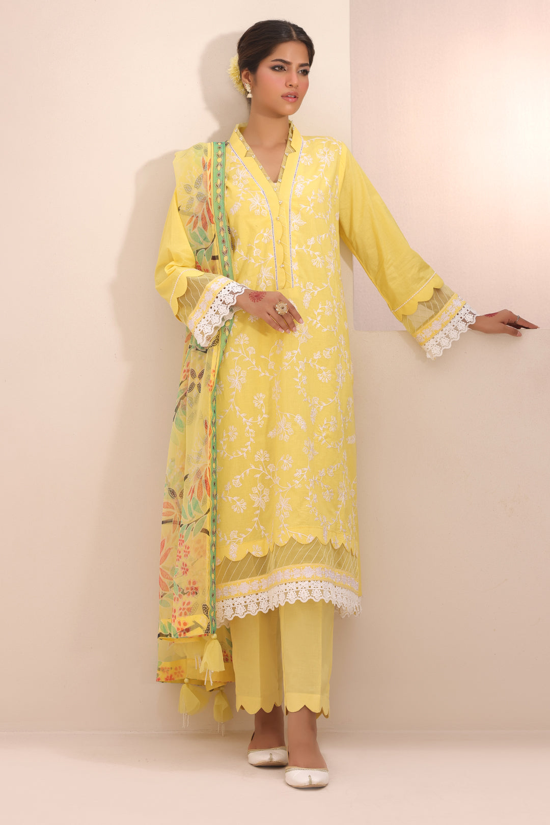 Zellbury | Unstitched 3 Piece Lawn | Embroidered Shirt Shalwar Dupatta - 1261 - Designer Dress with Intricate embroidery and embellishments. Shop elegent wedding dress at Maria Faisal.