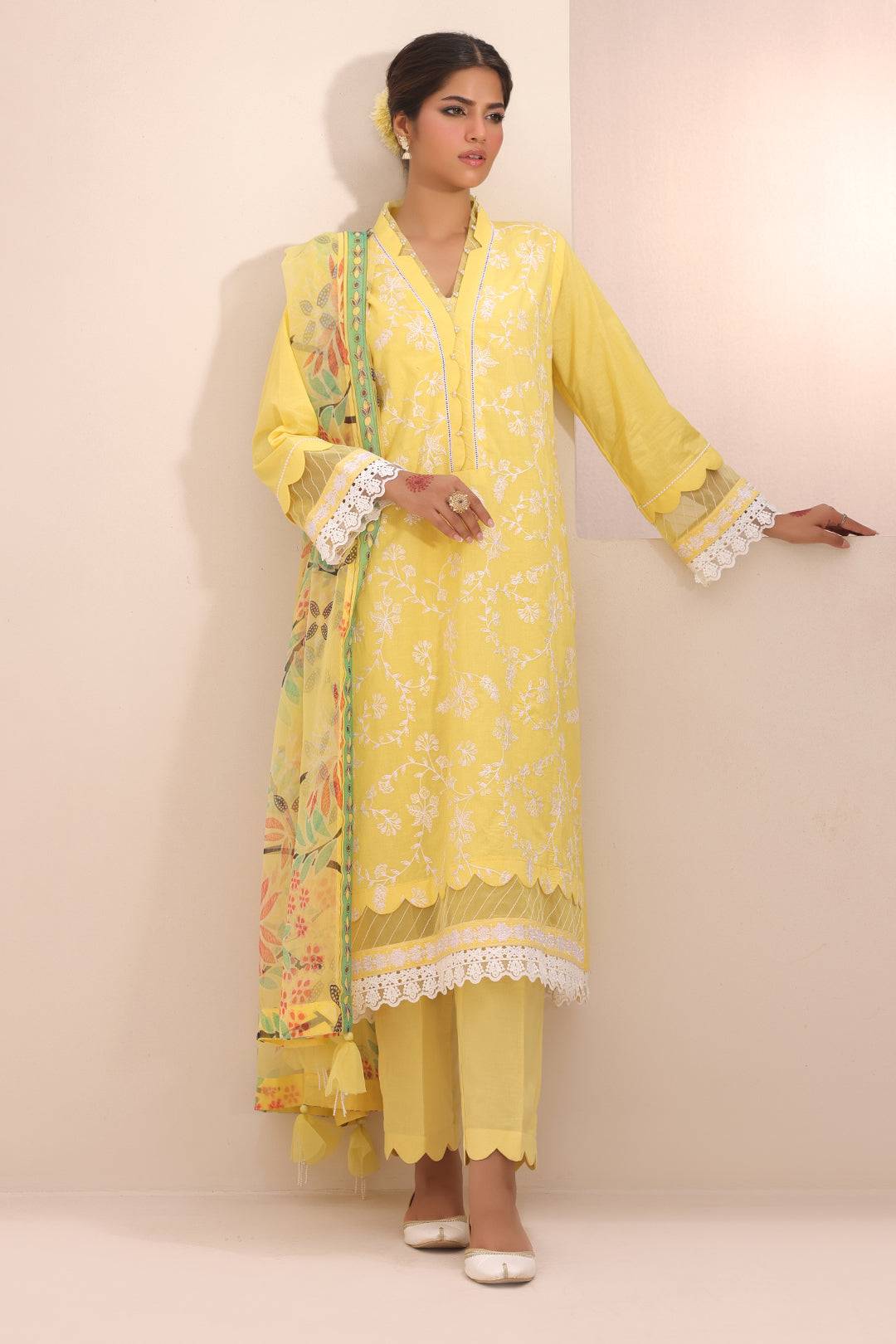 Zellbury | Unstitched 3 Piece Lawn | Embroidered Shirt Shalwar Dupatta - 1261 by Maria Faisal - Registered Vendor of : Zellbury Women - type : Essential Unstitched - 100% original wedding dresses