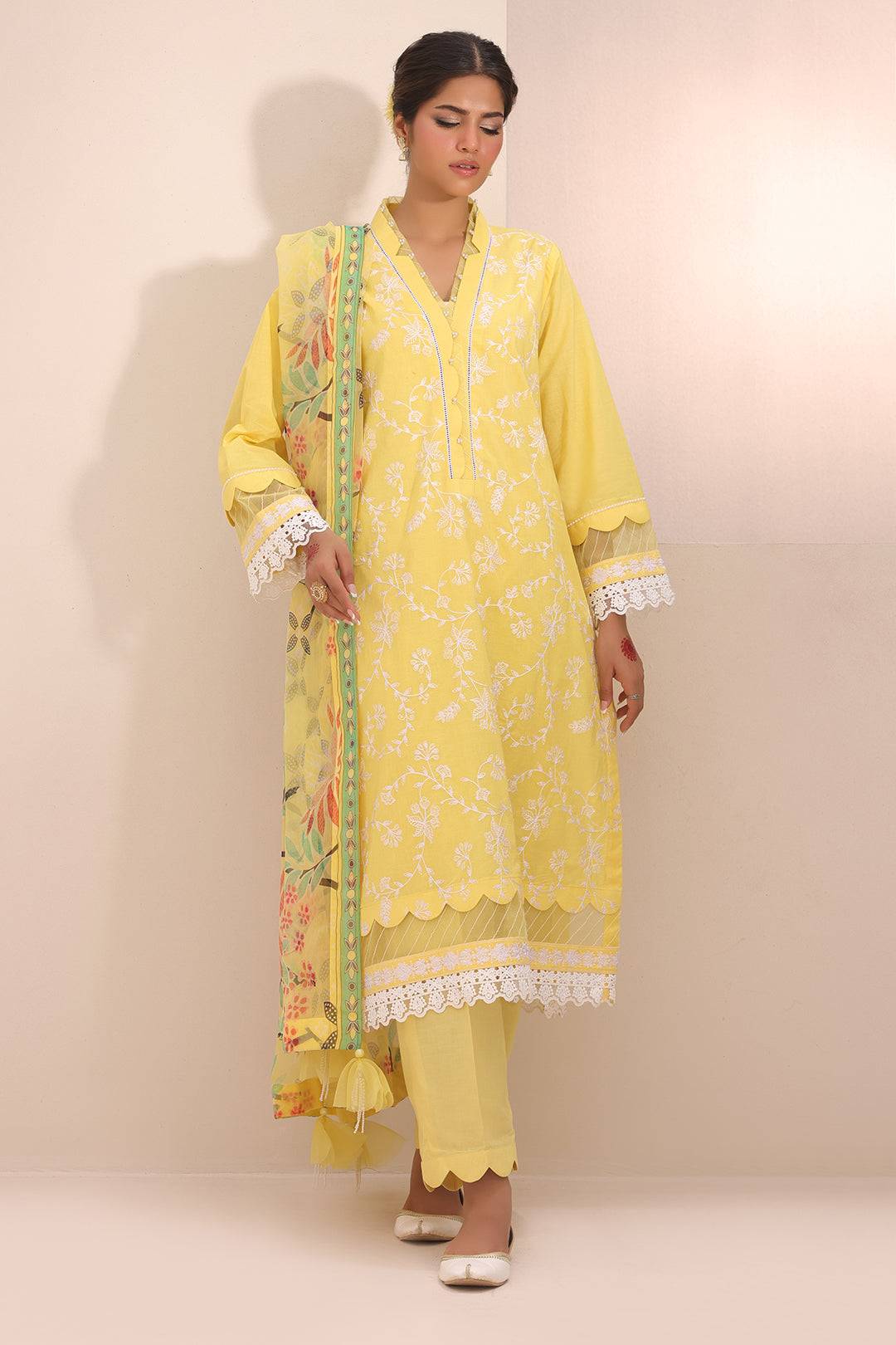 Zellbury | Unstitched 3 Piece Lawn | Embroidered Shirt Shalwar Dupatta - 1261 by Maria Faisal - Registered Vendor of : Zellbury Women - type : Essential Unstitched - 100% original wedding dresses