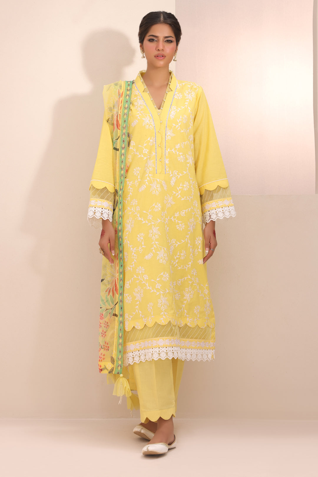 Zellbury | Unstitched 3 Piece Lawn | Embroidered Shirt Shalwar Dupatta - 1261 - Designer Dress with Intricate embroidery and embellishments. Shop elegent wedding dress at Maria Faisal.