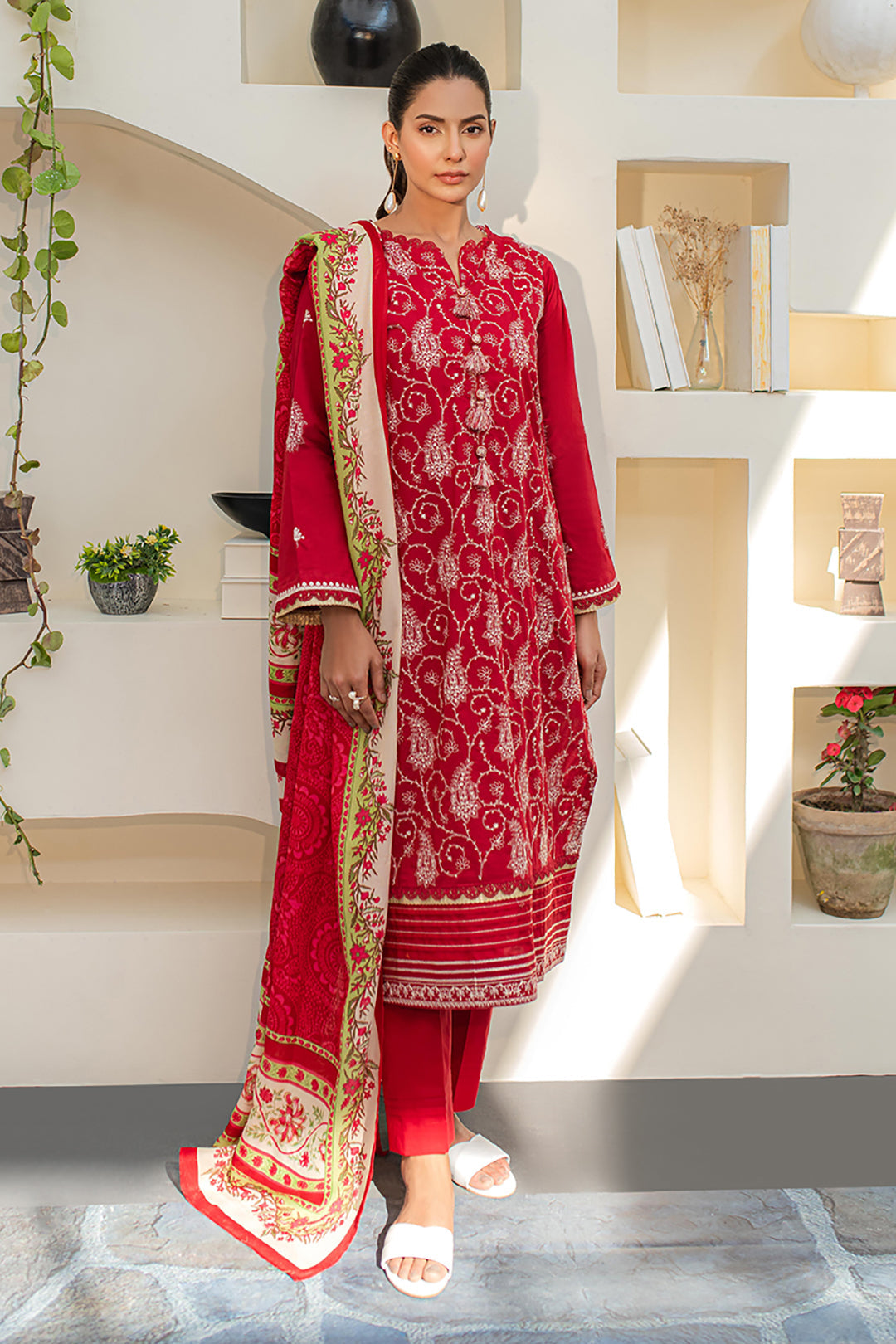 Zellbury | Unstitched 3 Piece Lawn | Embroidered Shirt Shalwar Dupatta - 1262 - Designer Dress with Intricate embroidery and embellishments. Shop elegent wedding dress at Maria Faisal.