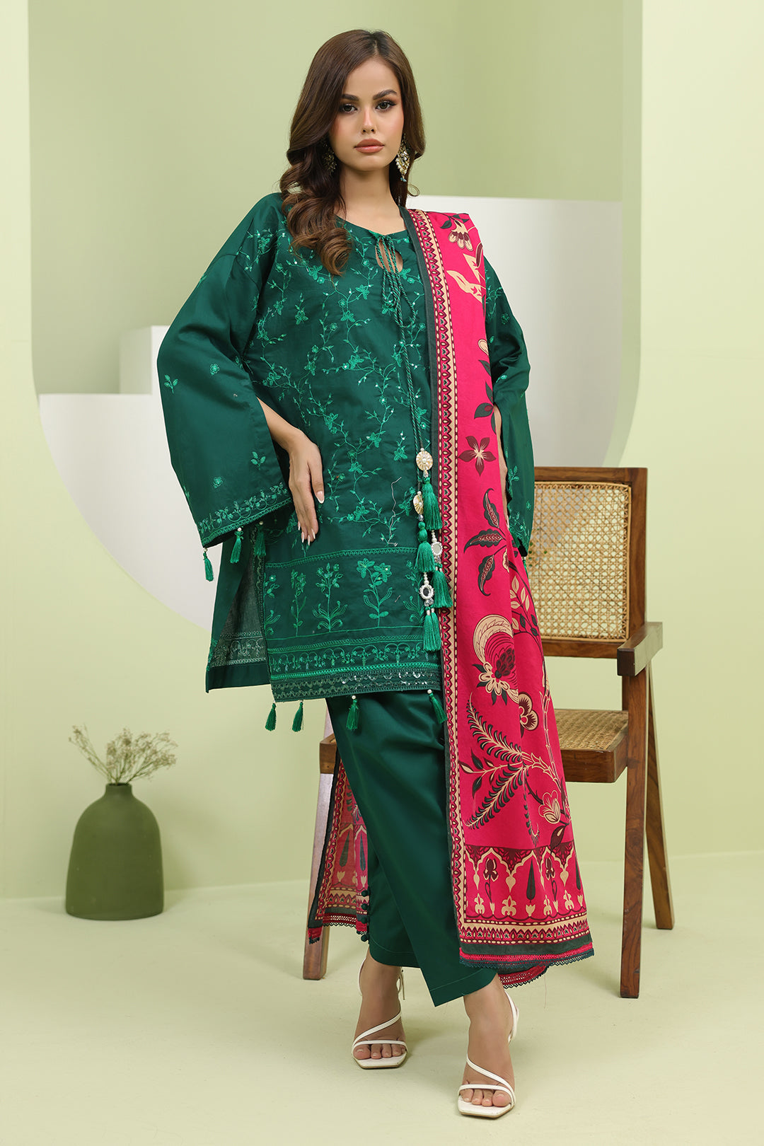 Zellbury | Unstitched 3 Piece Lawn | Embroidered Shirt Shalwar Dupatta - 1264 - Designer Dress with Intricate embroidery and embellishments. Shop elegent wedding dress at Maria Faisal.