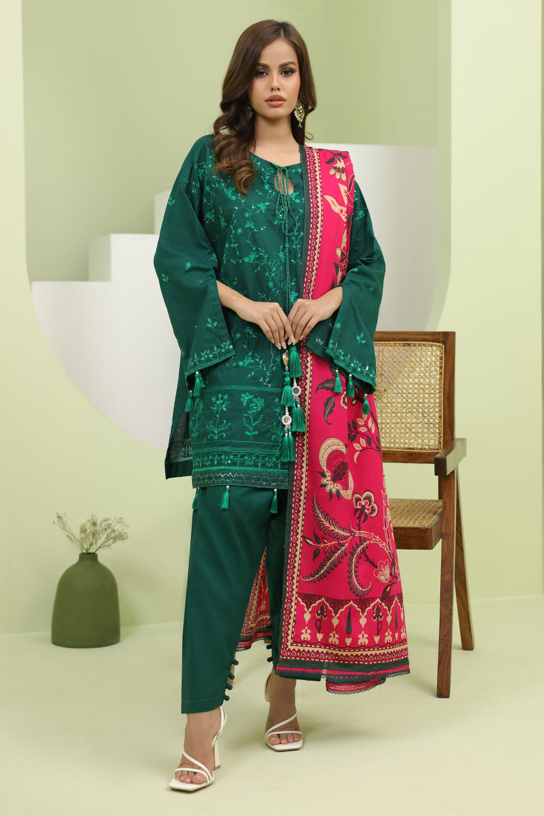 Zellbury | Unstitched 3 Piece Lawn | Embroidered Shirt Shalwar Dupatta - 1264 - Designer Dress with Intricate embroidery and embellishments. Shop elegent wedding dress at Maria Faisal.