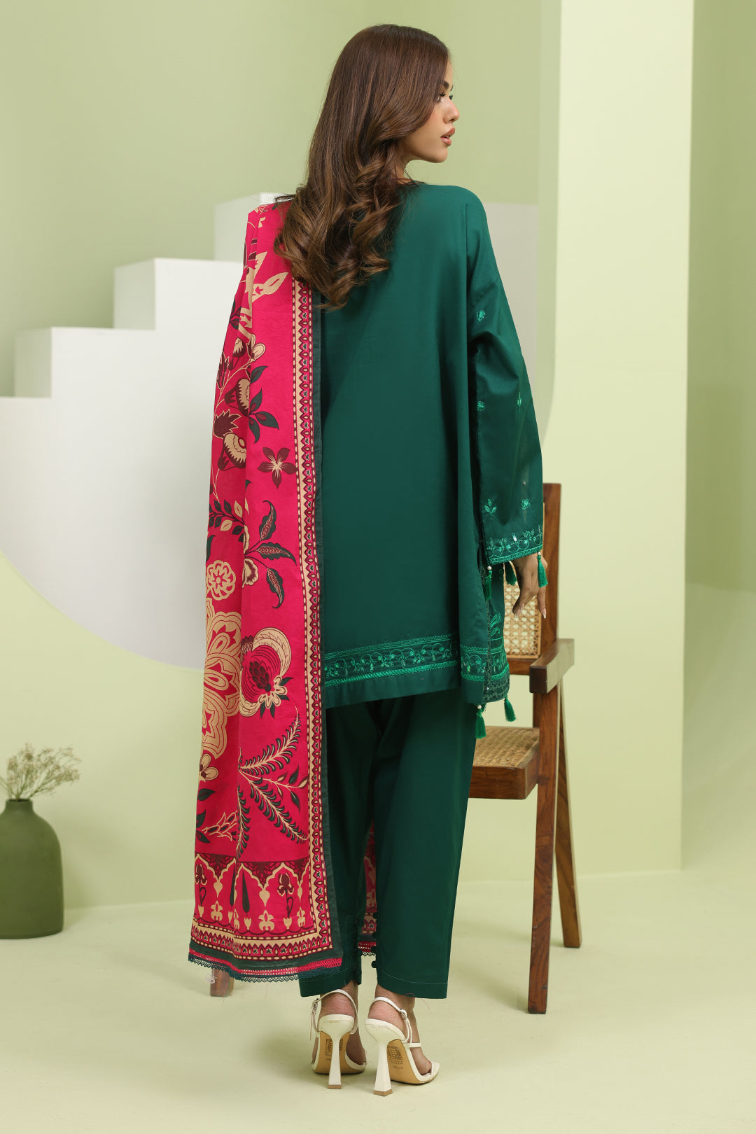 Zellbury | Unstitched 3 Piece Lawn | Embroidered Shirt Shalwar Dupatta - 1264 - Designer Dress with Intricate embroidery and embellishments. Shop elegent wedding dress at Maria Faisal.