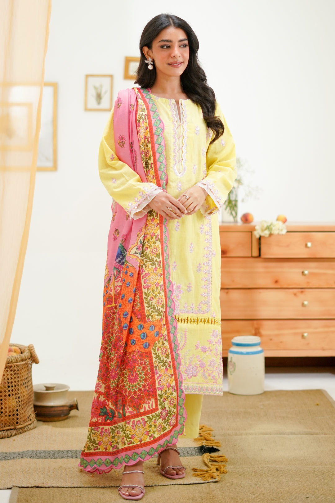 Zellbury | Unstitched 3 Piece Lawn | Embroidered Shirt Shalwar Dupatta - 1266 - Designer Dress with Intricate embroidery and embellishments. Shop elegent wedding dress at Maria Faisal.