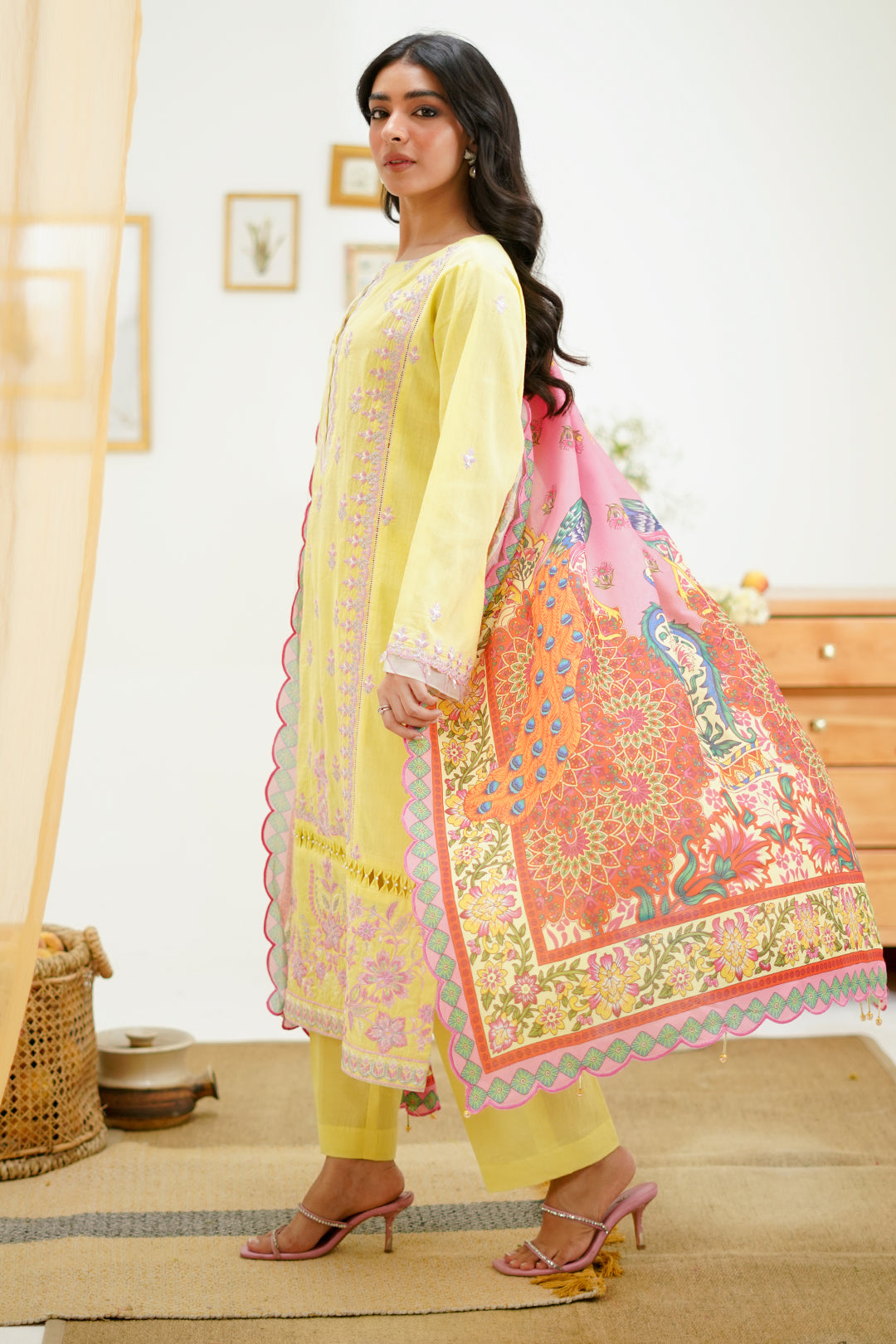 Zellbury | Unstitched 3 Piece Lawn | Embroidered Shirt Shalwar Dupatta - 1266 - Designer Dress with Intricate embroidery and embellishments. Shop elegent wedding dress at Maria Faisal.