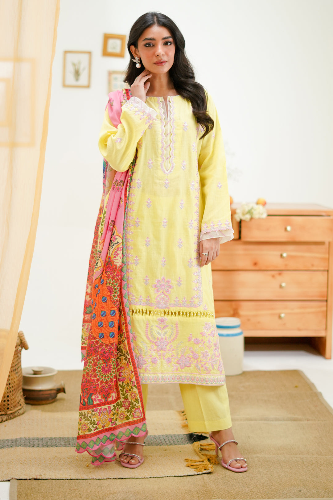 Zellbury | Unstitched 3 Piece Lawn | Embroidered Shirt Shalwar Dupatta - 1266 - Designer Dress with Intricate embroidery and embellishments. Shop elegent wedding dress at Maria Faisal.