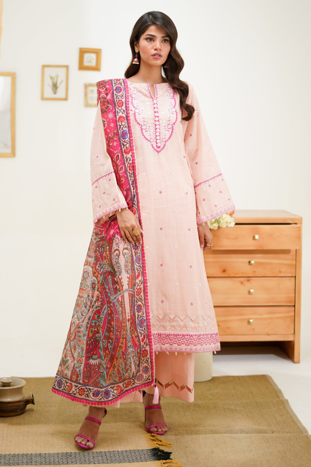 Zellbury | Unstitched 3 Piece Lawn | Embroidered Shirt Shalwar Dupatta - 1267 - Designer Dress with Intricate embroidery and embellishments. Shop elegent wedding dress at Maria Faisal.