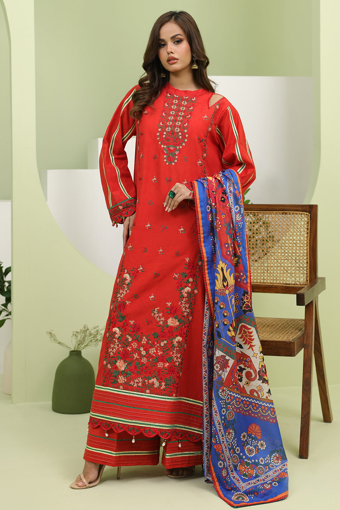 Zellbury | Unstitched 3 Piece Lawn | Embroidered Shirt Shalwar Dupatta - 1271 - Designer Dress with Intricate embroidery and embellishments. Shop elegent wedding dress at Maria Faisal.