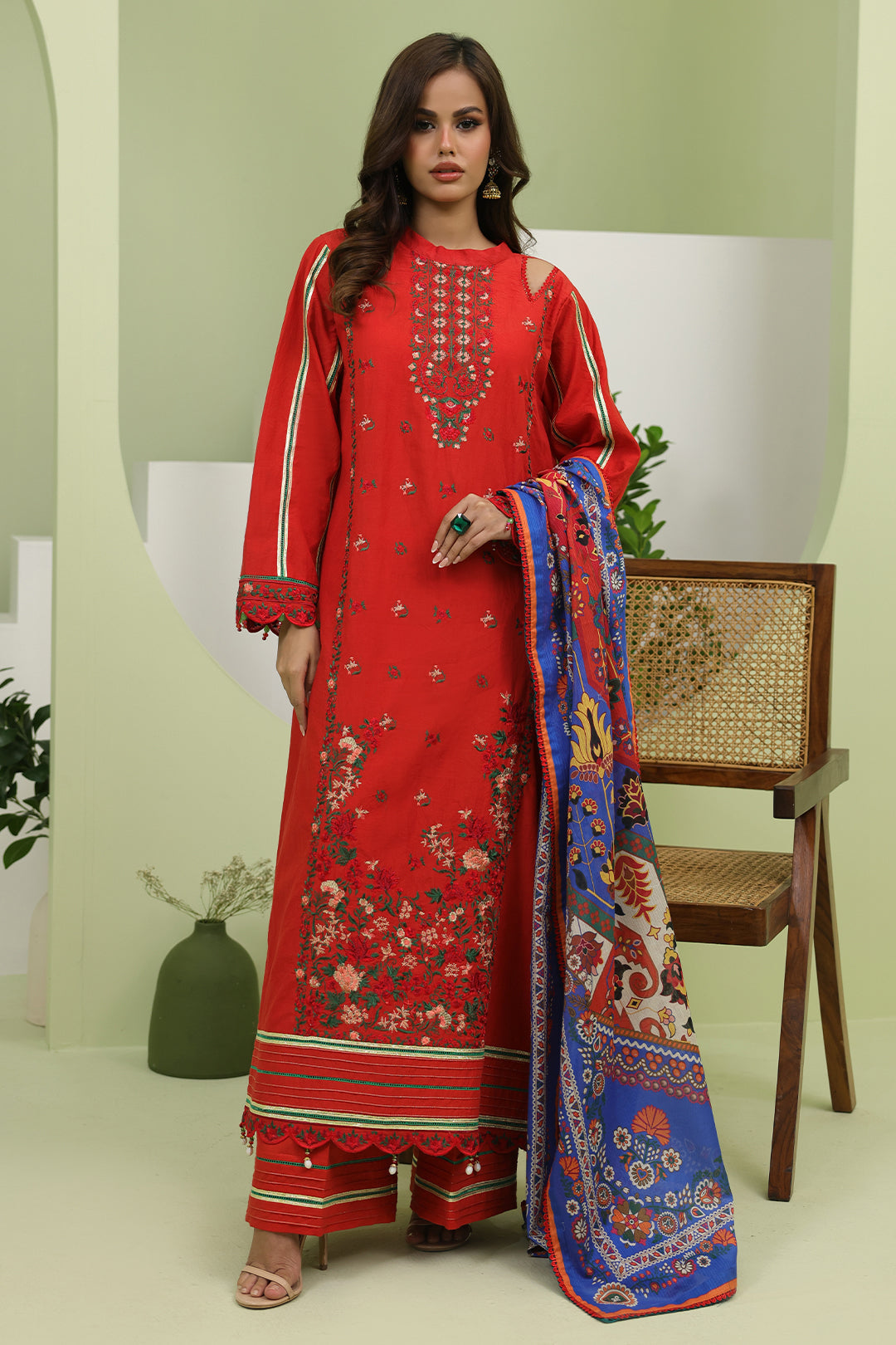 Zellbury | Unstitched 3 Piece Lawn | Embroidered Shirt Shalwar Dupatta - 1271 - Designer Dress with Intricate embroidery and embellishments. Shop elegent wedding dress at Maria Faisal.