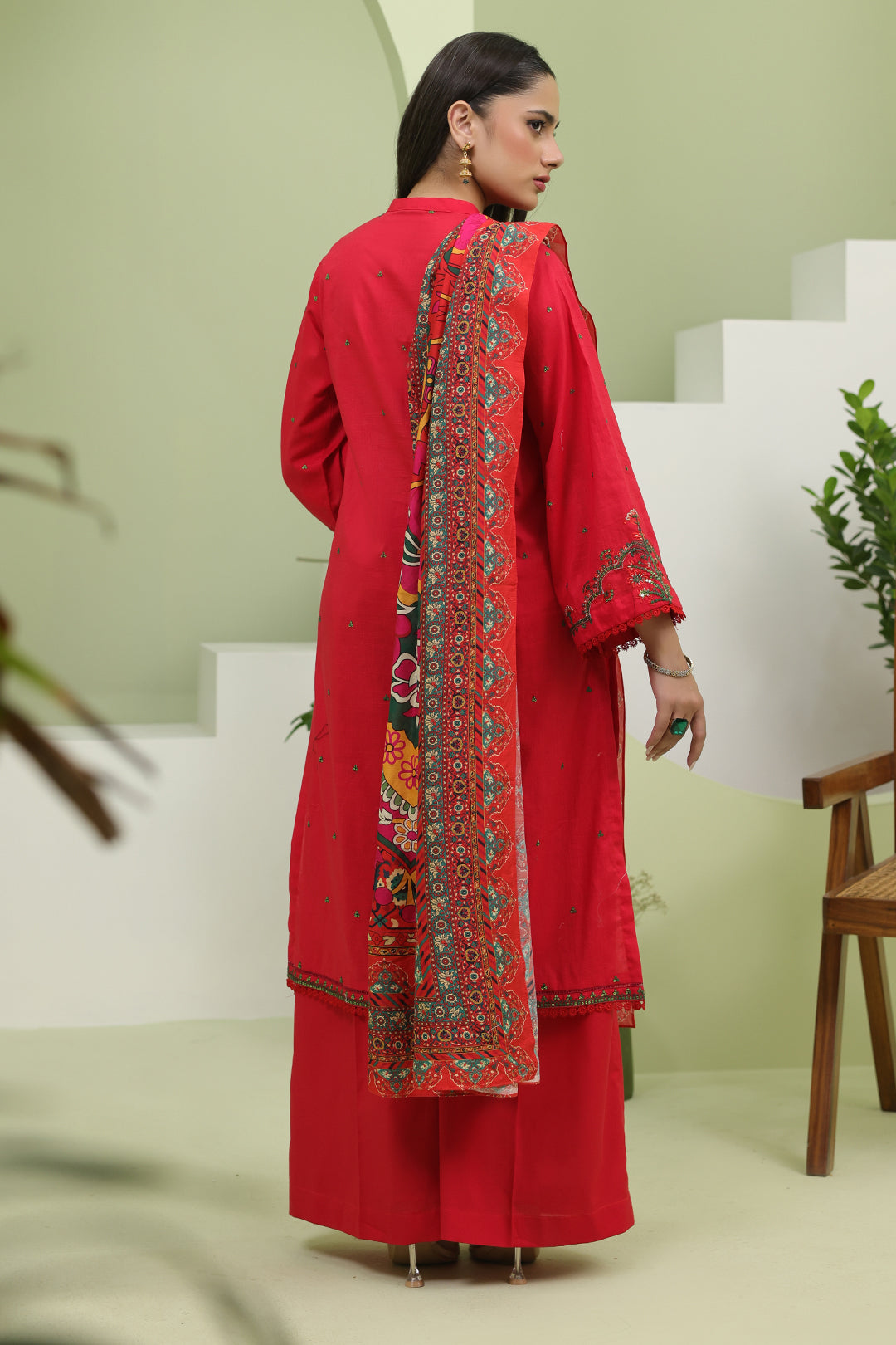 Zellbury | Unstitched 3 Piece Slub | Embroidered Shirt Shalwar Dupatta - 1272 - Designer Dress with Intricate embroidery and embellishments. Shop elegent wedding dress at Maria Faisal.