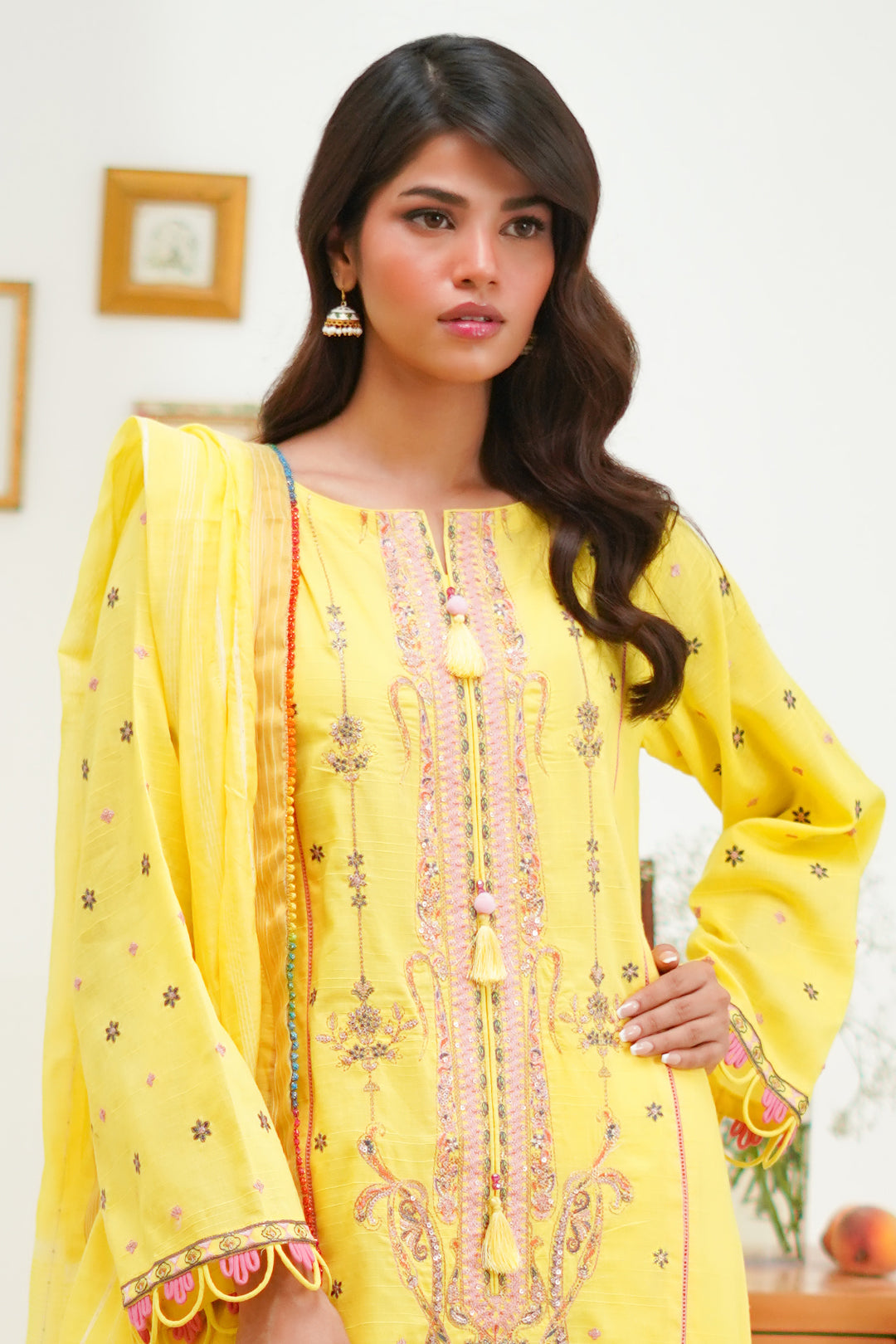 Zellbury | Unstitched 3 Piece Lawn | Embroidered Shirt Shalwar Dupatta - 1285 - Designer Dress with Intricate embroidery and embellishments. Shop elegent wedding dress at Maria Faisal.