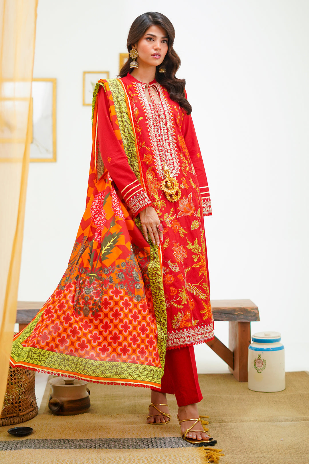 Zellbury | Unstitched 3 Piece Lawn | Embroidered Shirt Shalwar Dupatta - 1295 - Designer Dress with Intricate embroidery and embellishments. Shop elegent wedding dress at Maria Faisal.