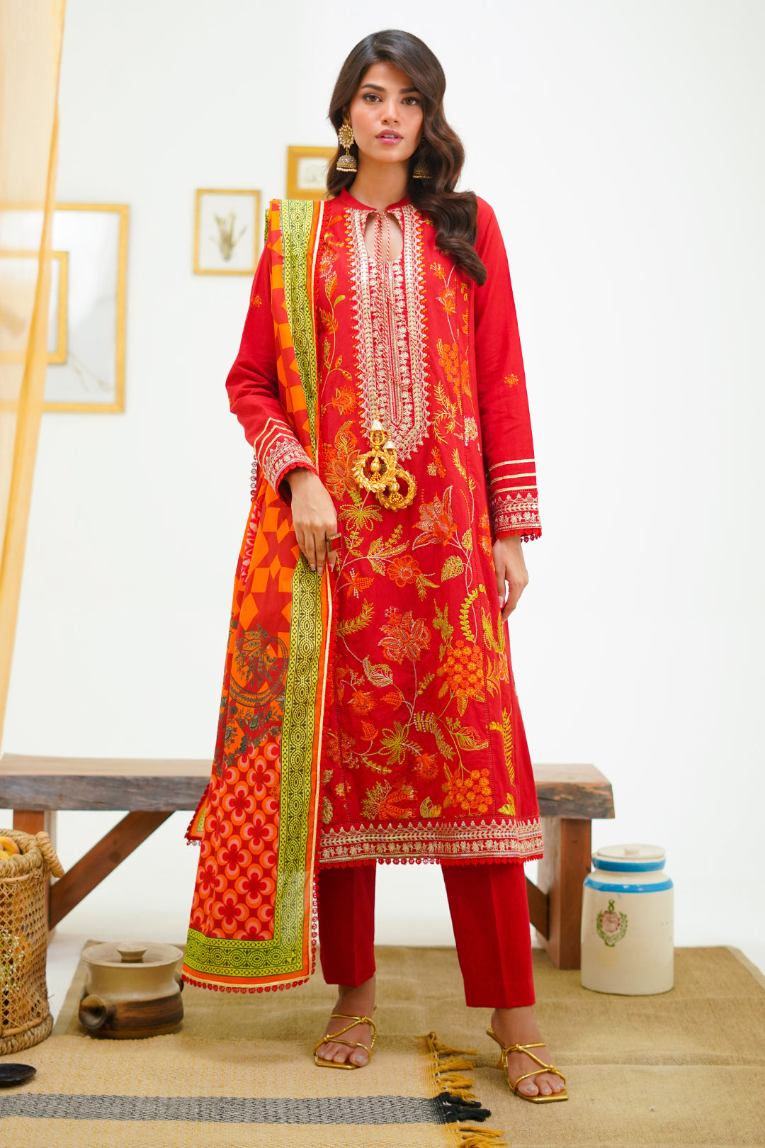Zellbury | Unstitched 3 Piece Lawn | Embroidered Shirt Shalwar Dupatta - 1295 - Designer Dress with Intricate embroidery and embellishments. Shop elegent wedding dress at Maria Faisal.