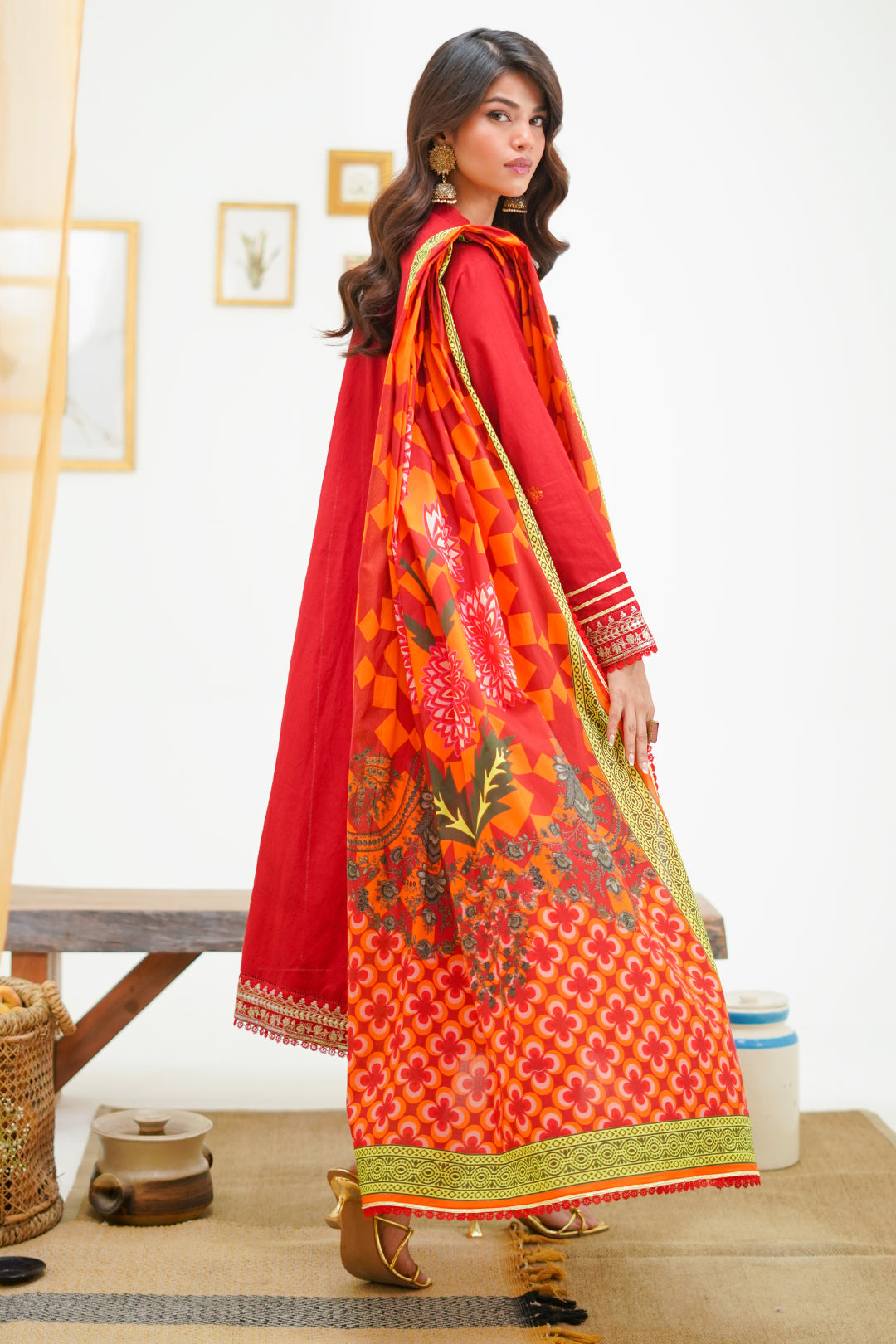 Zellbury | Unstitched 3 Piece Lawn | Embroidered Shirt Shalwar Dupatta - 1295 - Designer Dress with Intricate embroidery and embellishments. Shop elegent wedding dress at Maria Faisal.