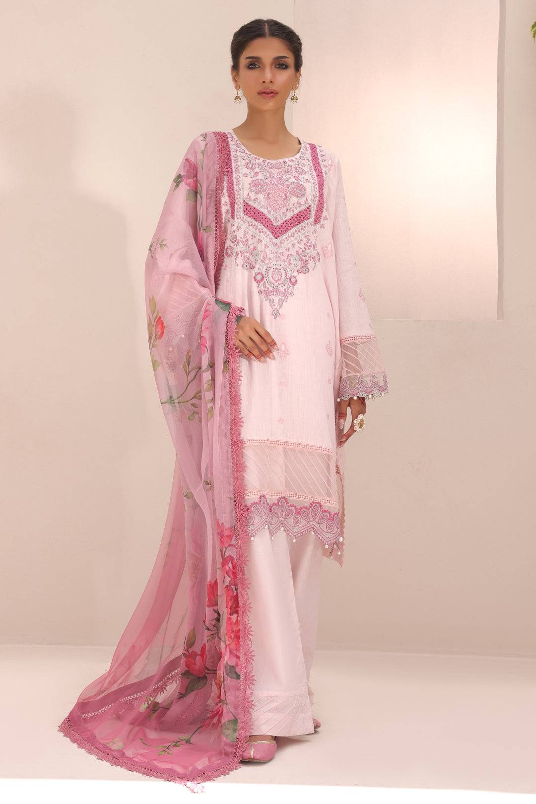 Zellbury | Unstitched 3 Piece Cambric | Embroidered Shirt Shalwar Dupatta - 1543 by Maria Faisal - Registered Vendor of : Zellbury Women - type : Signature Unstitched - 100% original wedding dresses