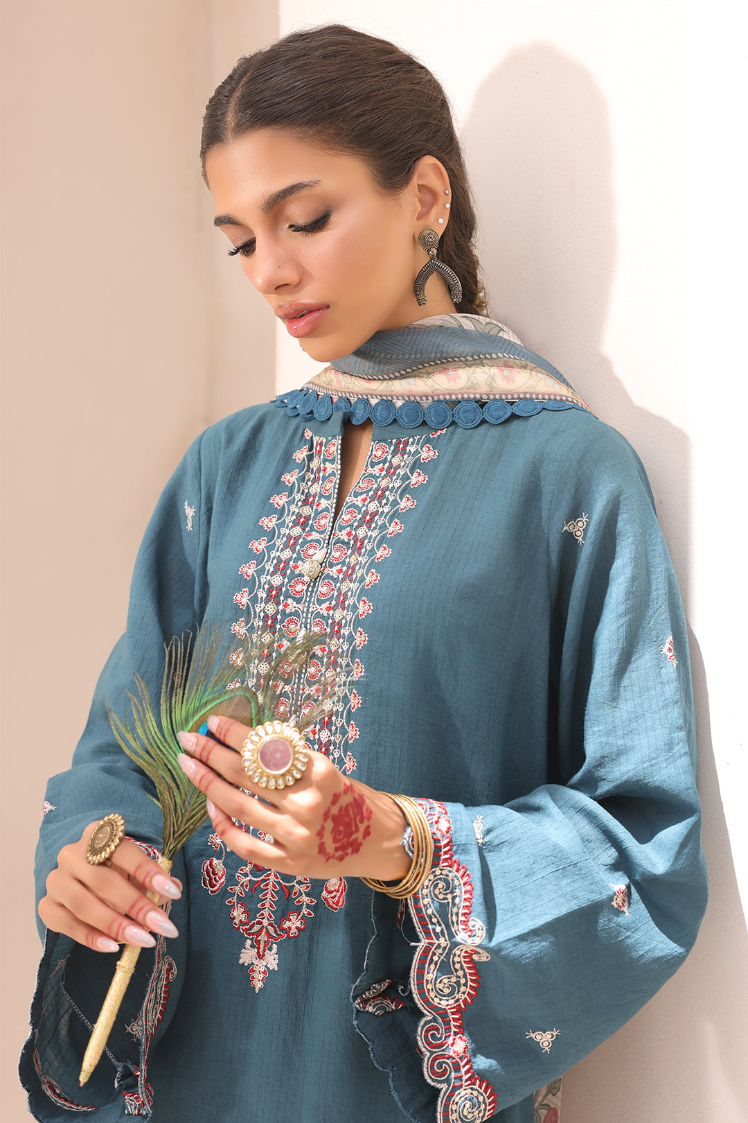 Zellbury | Unstitched 3 Piece Lawn | Embroidered Shirt Shalwar Dupatta - 1549 - Designer Dress with Intricate embroidery and embellishments. Shop elegent wedding dress at Maria Faisal.