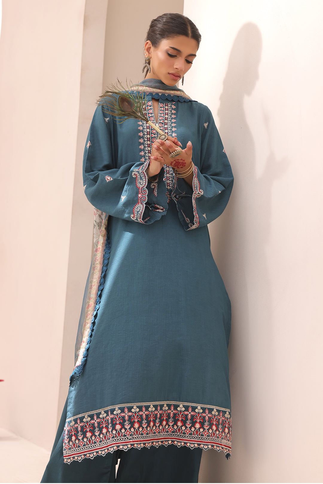 Zellbury | Unstitched 3 Piece Lawn | Embroidered Shirt Shalwar Dupatta - 1549 - Designer Dress with Intricate embroidery and embellishments. Shop elegent wedding dress at Maria Faisal.