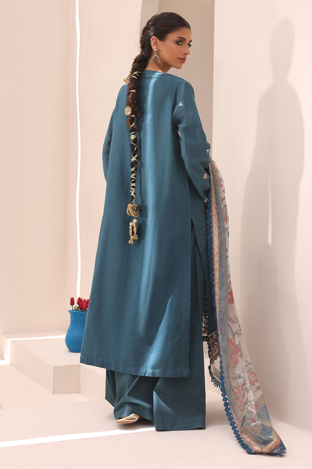 Zellbury | Unstitched 3 Piece Lawn | Embroidered Shirt Shalwar Dupatta - 1549 - Designer Dress with Intricate embroidery and embellishments. Shop elegent wedding dress at Maria Faisal.