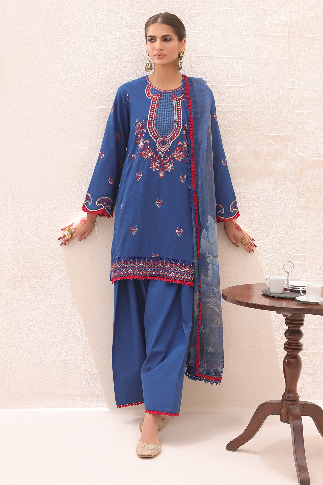Zellbury | Unstitched 3 Piece Lawn | Embroidered Shirt Shalwar Dupatta - 1551 - Designer Dress with Intricate embroidery and embellishments. Shop elegent wedding dress at Maria Faisal.