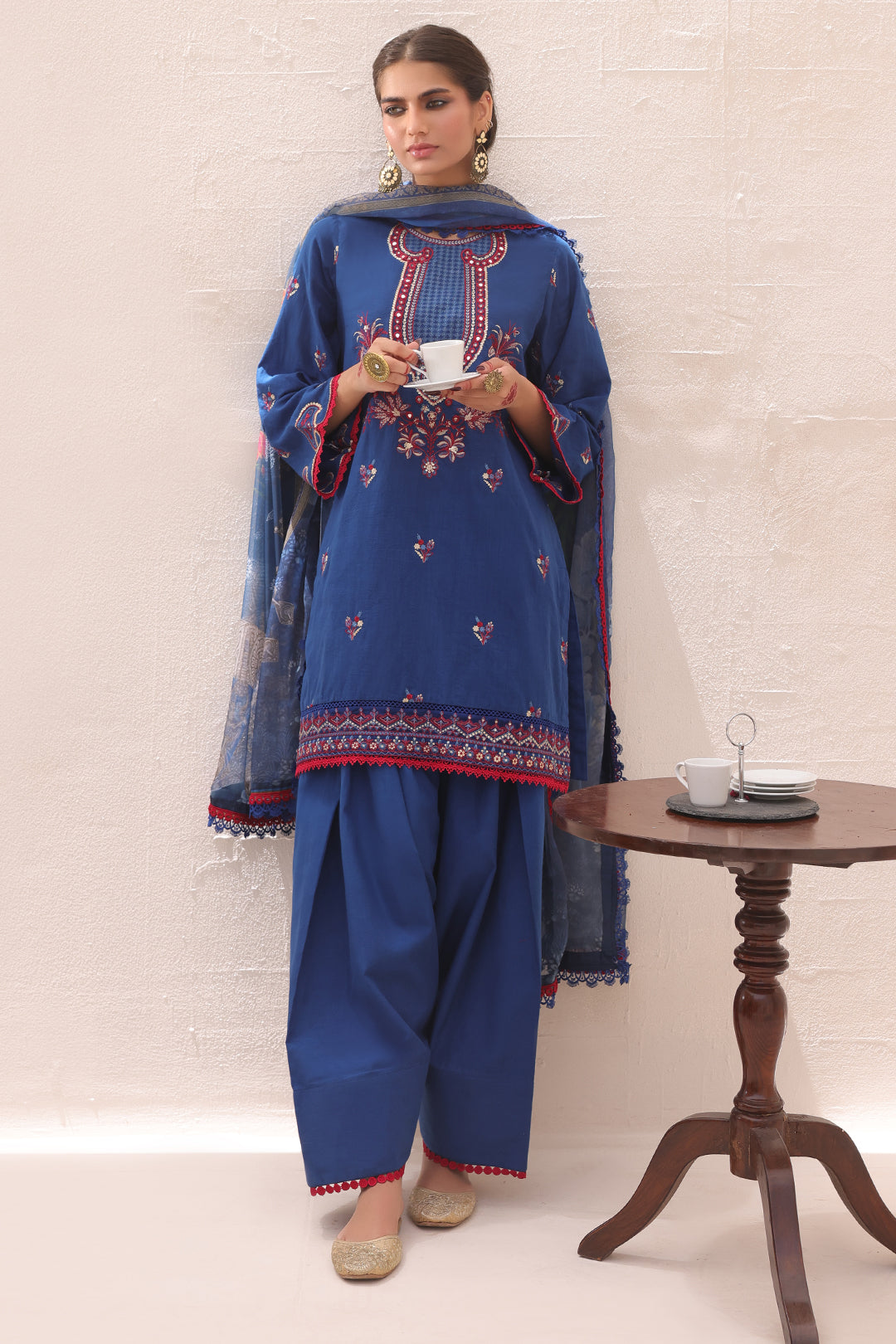 Zellbury | Unstitched 3 Piece Lawn | Embroidered Shirt Shalwar Dupatta - 1551 - Designer Dress with Intricate embroidery and embellishments. Shop elegent wedding dress at Maria Faisal.