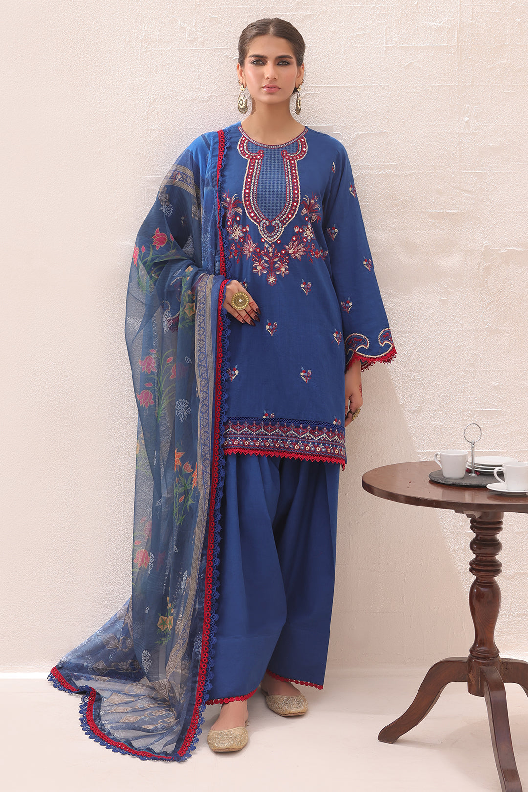 Zellbury | Unstitched 3 Piece Lawn | Embroidered Shirt Shalwar Dupatta - 1551 - Designer Dress with Intricate embroidery and embellishments. Shop elegent wedding dress at Maria Faisal.