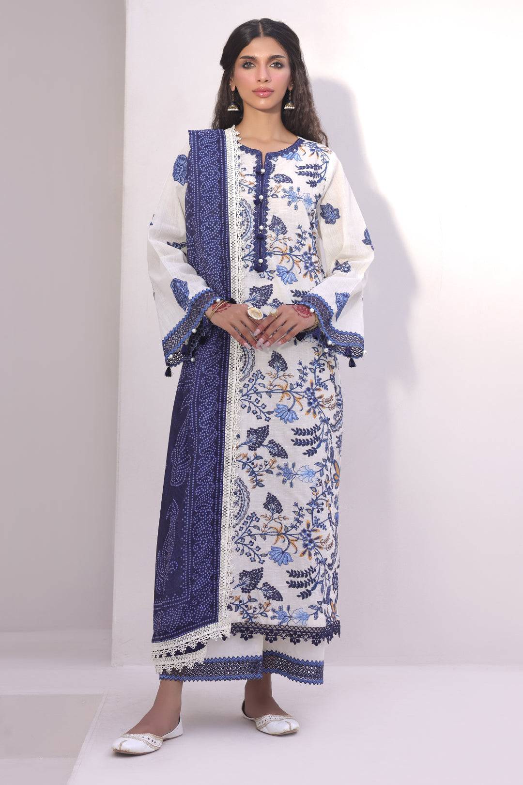 Zellbury | Unstitched 3 Piece Cambric | Embroidered Shirt Shalwar Dupatta - 1554 by Maria Faisal - Registered Vendor of : Zellbury Women - type : Signature Unstitched - 100% original wedding dresses