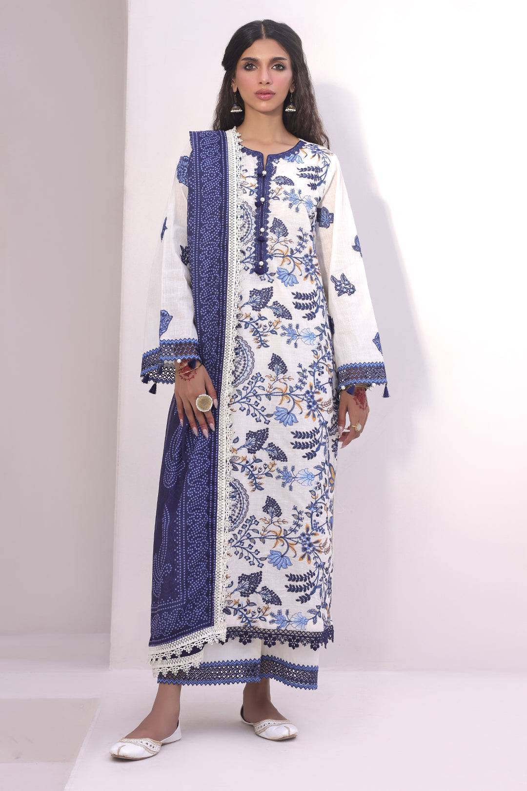Zellbury | Unstitched 3 Piece Cambric | Embroidered Shirt Shalwar Dupatta - 1554 by Maria Faisal - Registered Vendor of : Zellbury Women - type : Signature Unstitched - 100% original wedding dresses