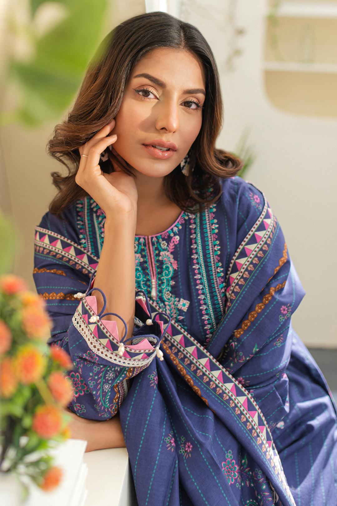 Zellbury | Unstitched 3 Piece Lawn | Embroidered Shirt Shalwar Dupatta - 1680 - Designer Dress with Intricate embroidery and embellishments. Shop elegent wedding dress at Maria Faisal.