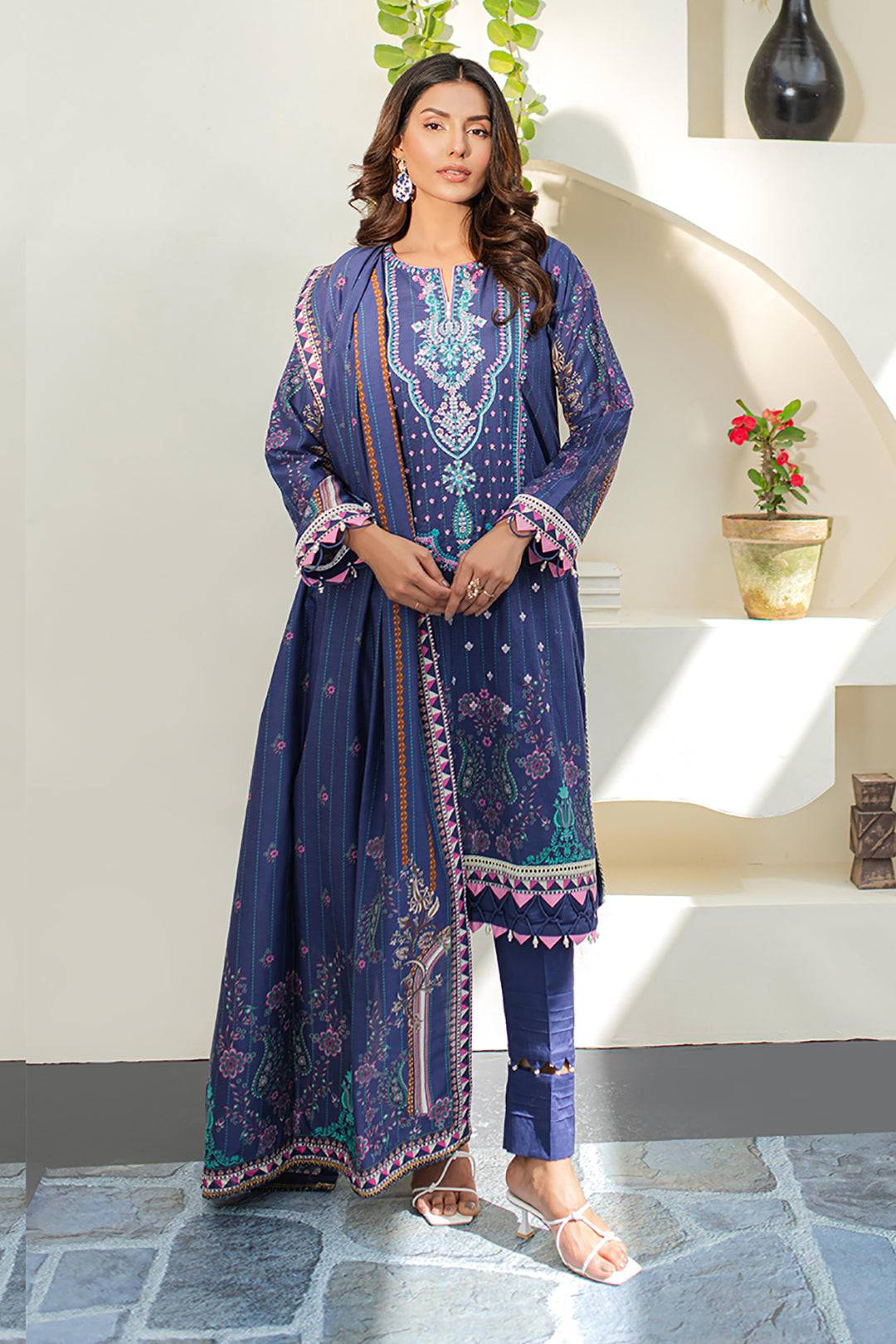Zellbury | Unstitched 3 Piece Lawn | Embroidered Shirt Shalwar Dupatta - 1680 by Maria Faisal - Registered Vendor of : Zellbury Women - type : Essential Unstitched - 100% original wedding dresses