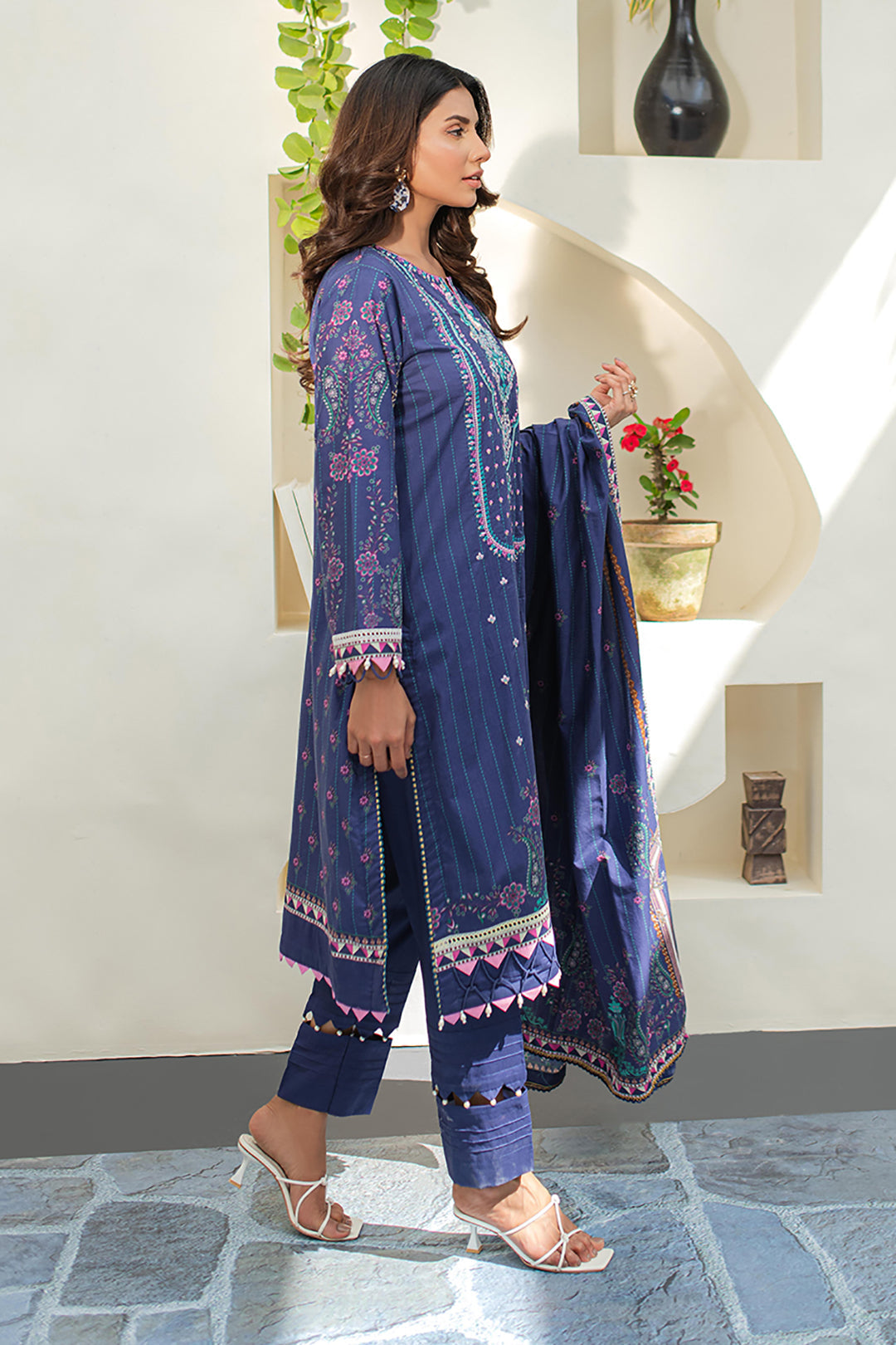 Zellbury | Unstitched 3 Piece Lawn | Embroidered Shirt Shalwar Dupatta - 1680 - Designer Dress with Intricate embroidery and embellishments. Shop elegent wedding dress at Maria Faisal.