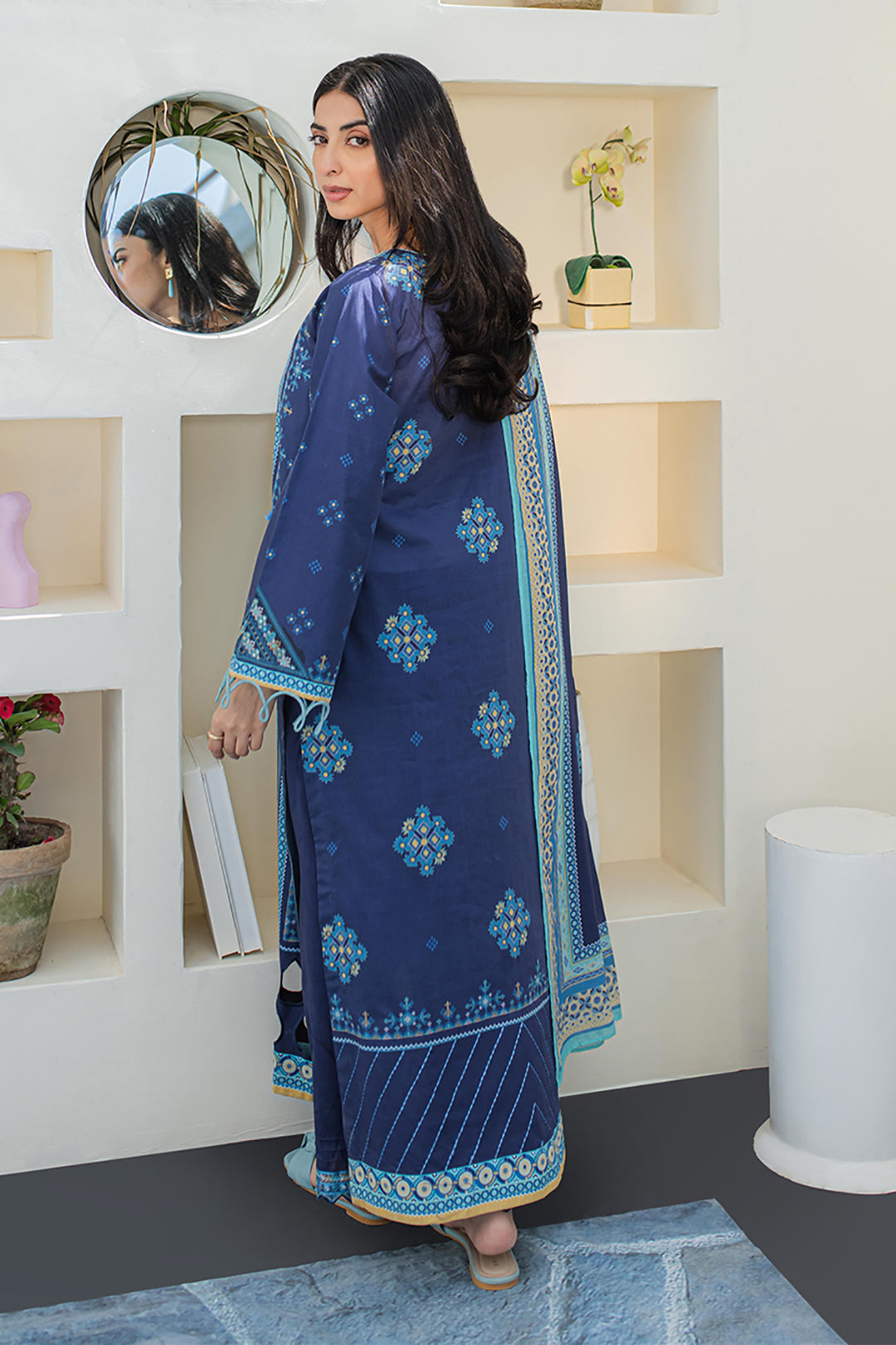 Zellbury | Unstitched 3 Piece Lawn | Embroidered Shirt Shalwar Dupatta - 1681 - Designer Dress with Intricate embroidery and embellishments. Shop elegent wedding dress at Maria Faisal.