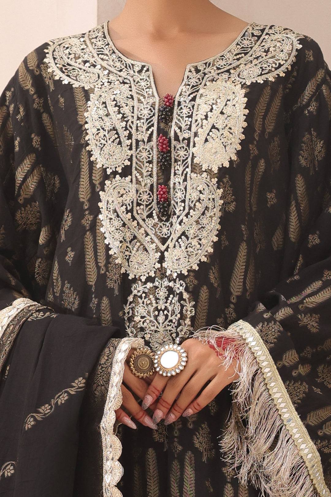 Zellbury | Unstitched 3 Piece Jacquard | Embroidered Shirt Shalwar Dupatta - 1799 by Maria Faisal - Registered Vendor of : Zellbury Women - type : Signature Unstitched - 100% original wedding dresses