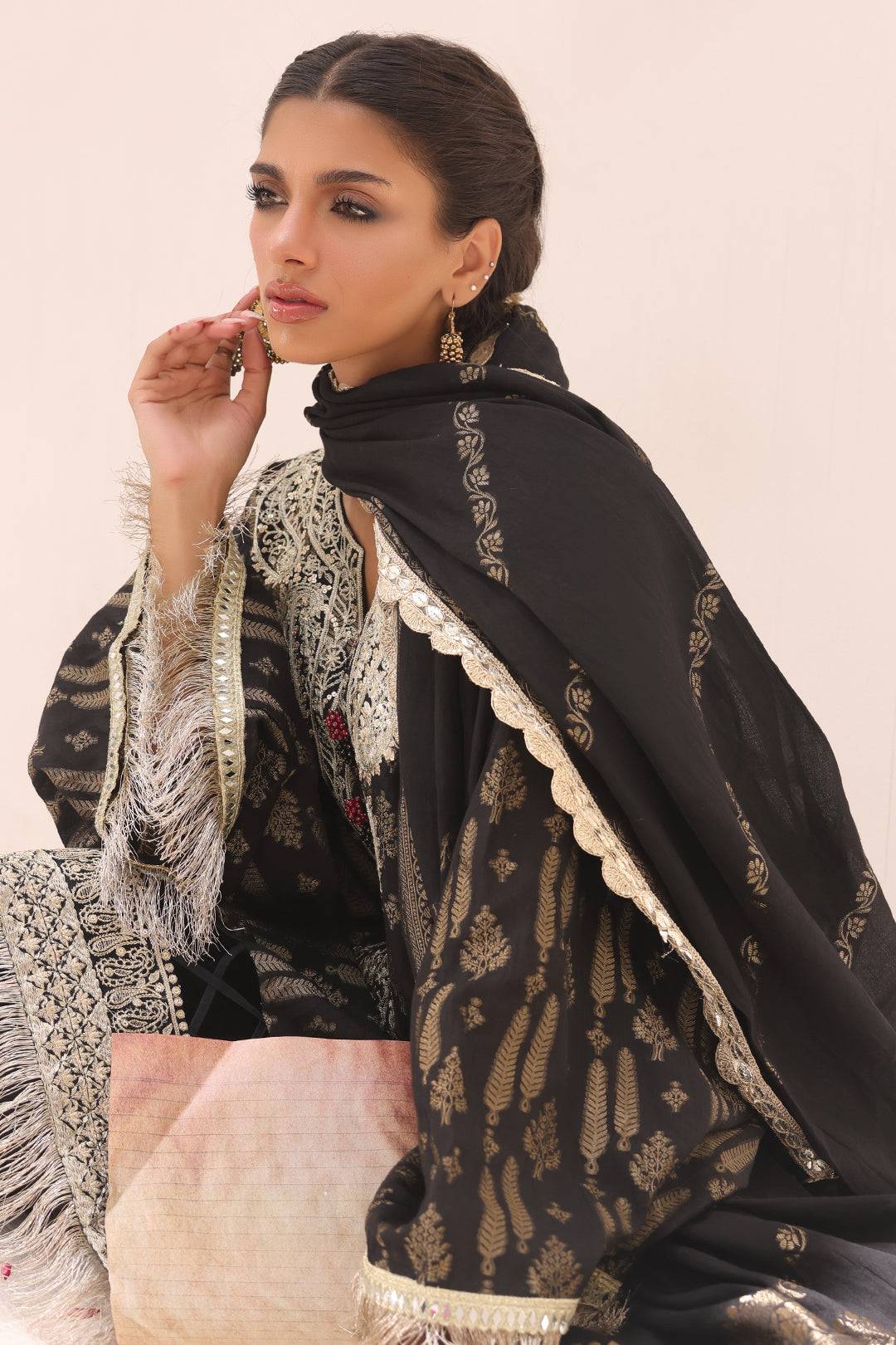 Zellbury | Unstitched 3 Piece Jacquard | Embroidered Shirt Shalwar Dupatta - 1799 by Maria Faisal - Registered Vendor of : Zellbury Women - type : Signature Unstitched - 100% original wedding dresses