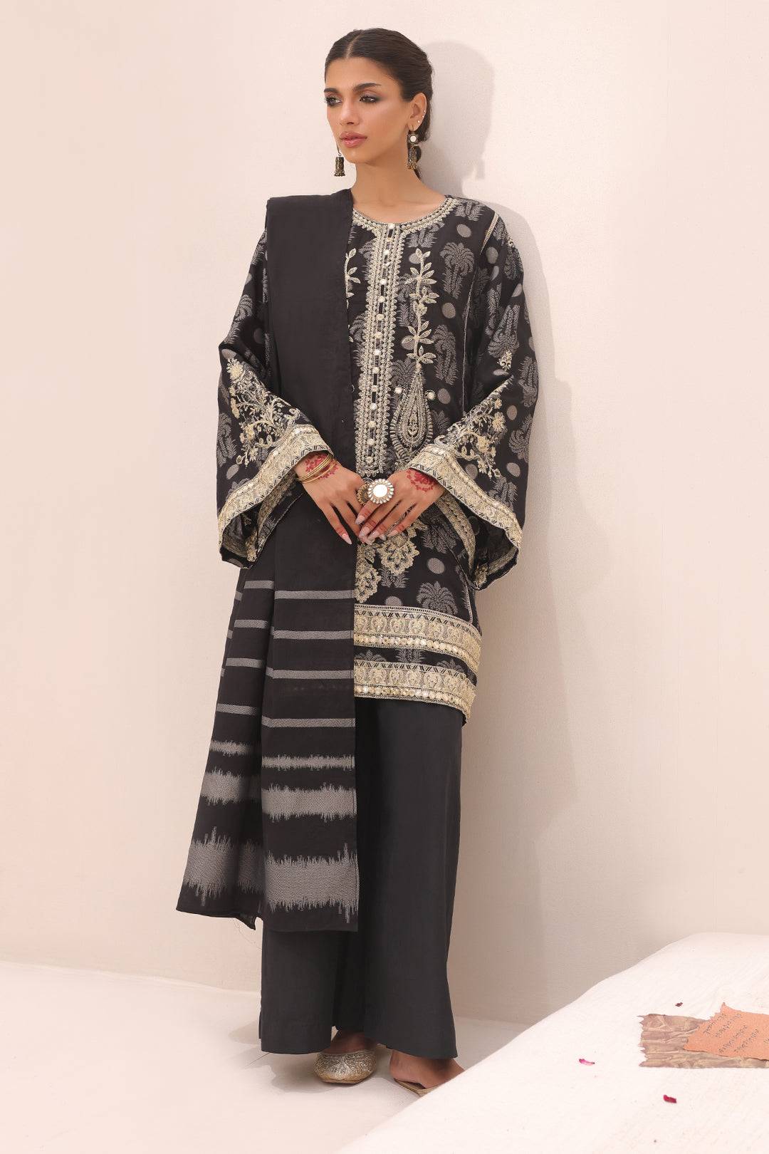 Zellbury | Unstitched 3 Piece Jacquard | Embroidered Shirt Shalwar Dupatta - 1806 by Maria Faisal - Registered Vendor of : Zellbury Women - type : Signature Unstitched - 100% original wedding dresses