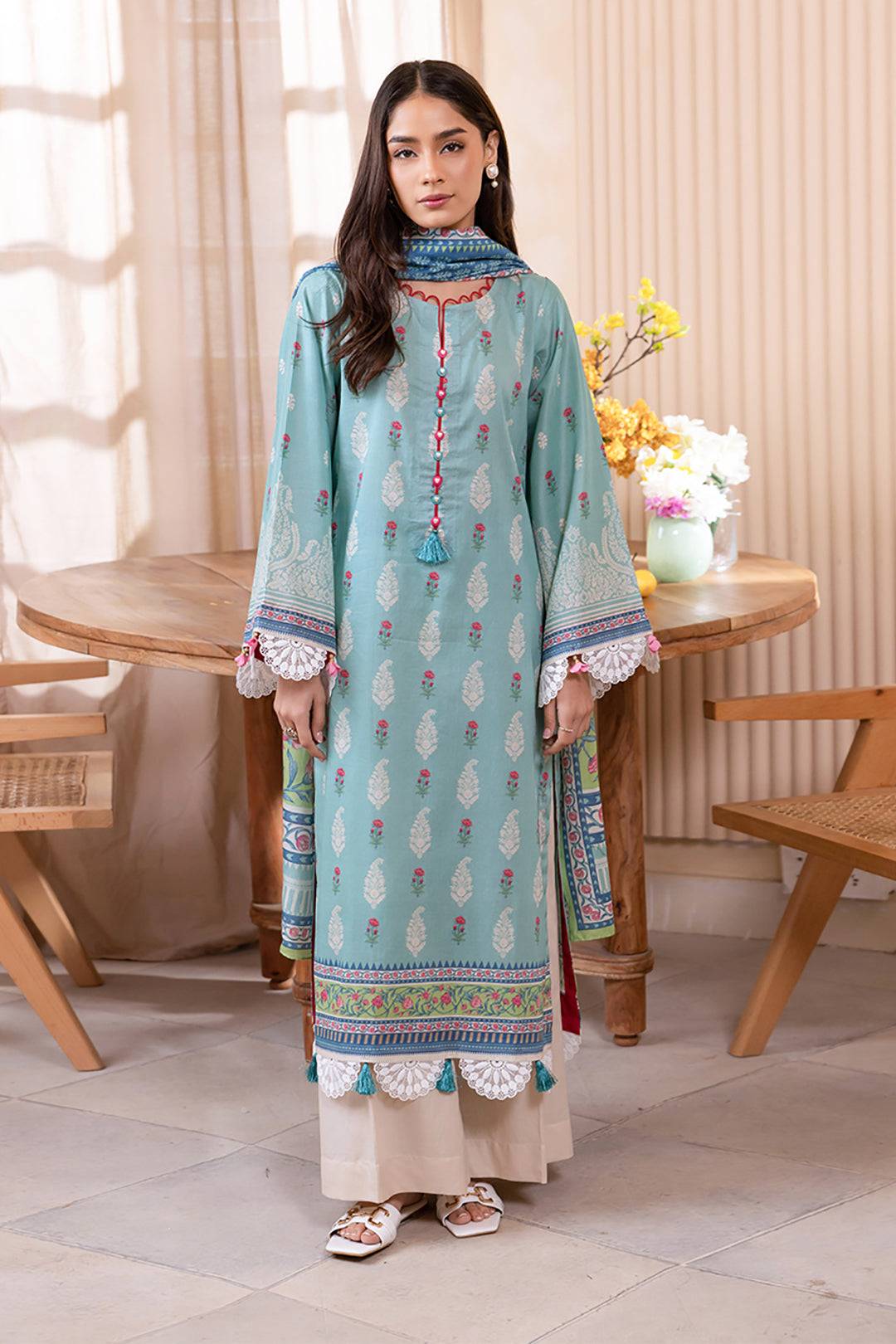 Zellbury | Unstitched 2 Piece Lawn | Shirt Dupatta - 1021 by Maria Faisal - Registered Vendor of : Zellbury Women - type : Essential Unstitched - 100% original wedding dresses