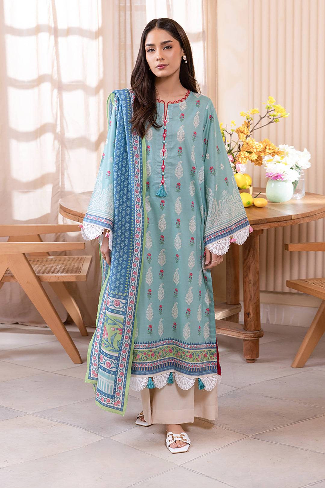 Zellbury | Unstitched 2 Piece Lawn | Shirt Dupatta - 1021 by Maria Faisal - Registered Vendor of : Zellbury Women - type : Essential Unstitched - 100% original wedding dresses
