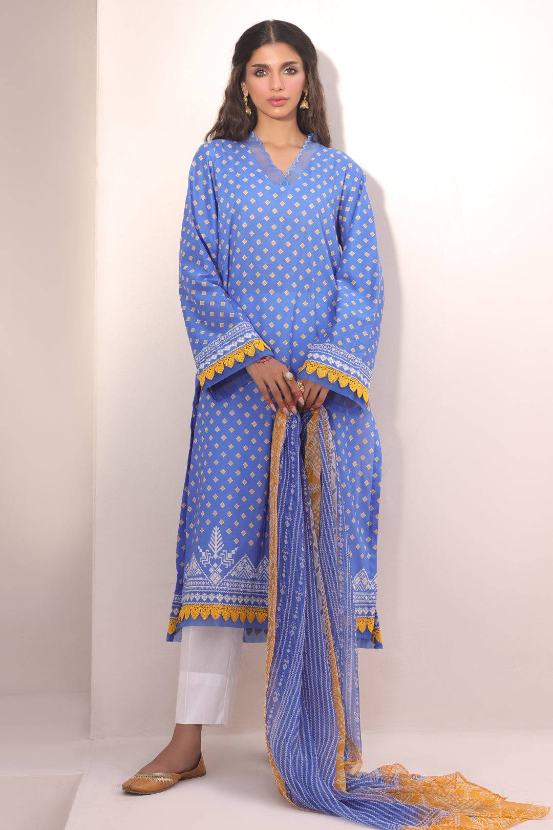 Zellbury | Unstitched 2 Piece Lawn | Shirt Dupatta - 1151 by Maria Faisal - Registered Vendor of : Zellbury Women - type : Essential Unstitched - 100% original wedding dresses