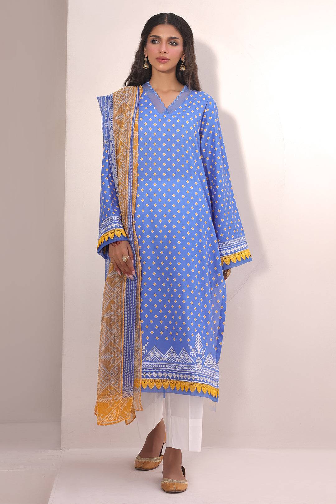 Zellbury | Unstitched 2 Piece Lawn | Shirt Dupatta - 1151 by Maria Faisal - Registered Vendor of : Zellbury Women - type : Essential Unstitched - 100% original wedding dresses